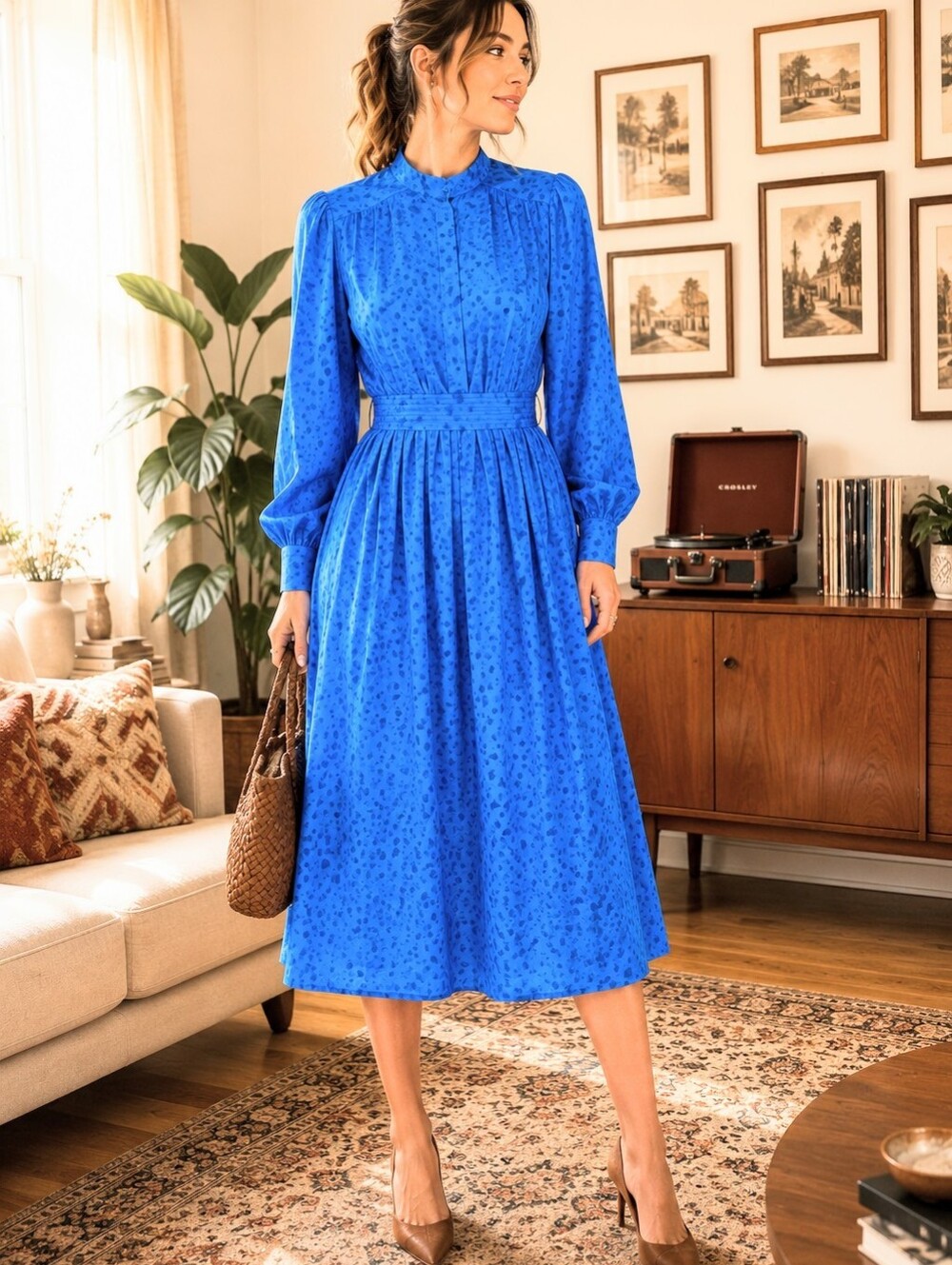 Vintage Eaton’s 100% Silk Cobalt Dress Size 6